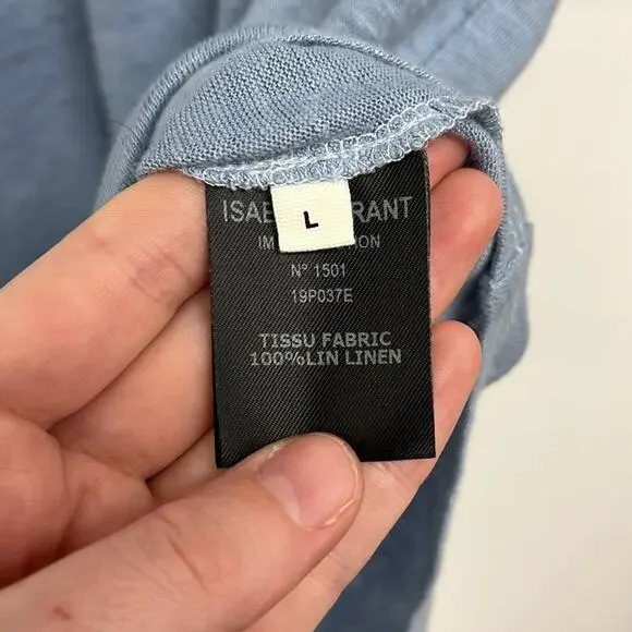 NWOT Isabel Marant Étoile Koldi Linen Rolled Sleeve Easy Relaxed Fit Tee - Large - Picture 9 of 12